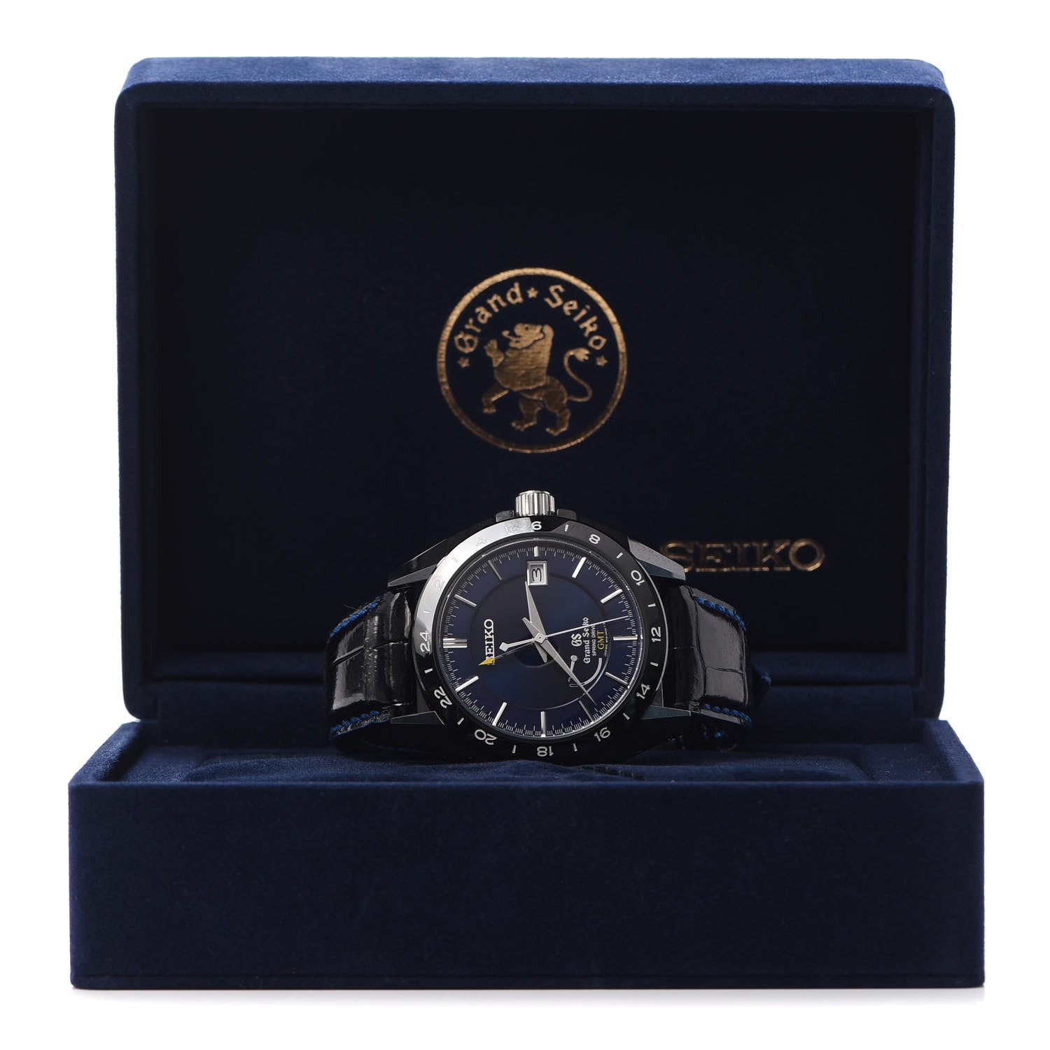 Grand Seiko Ceramic Calfskin 46mm Spring Drive GMT Automatic Watch Blue SBGE039 6 of 6