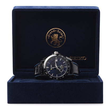 Grand Seiko Ceramic Calfskin 46mm Spring Drive GMT Automatic Watch Blue SBGE039 6 of 6