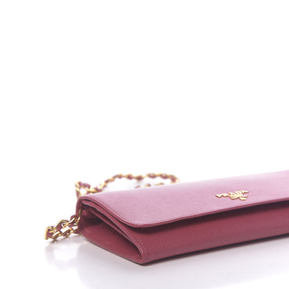 Prada Saffiano Metal Oro Chain Wallet Peonia 8 of 11