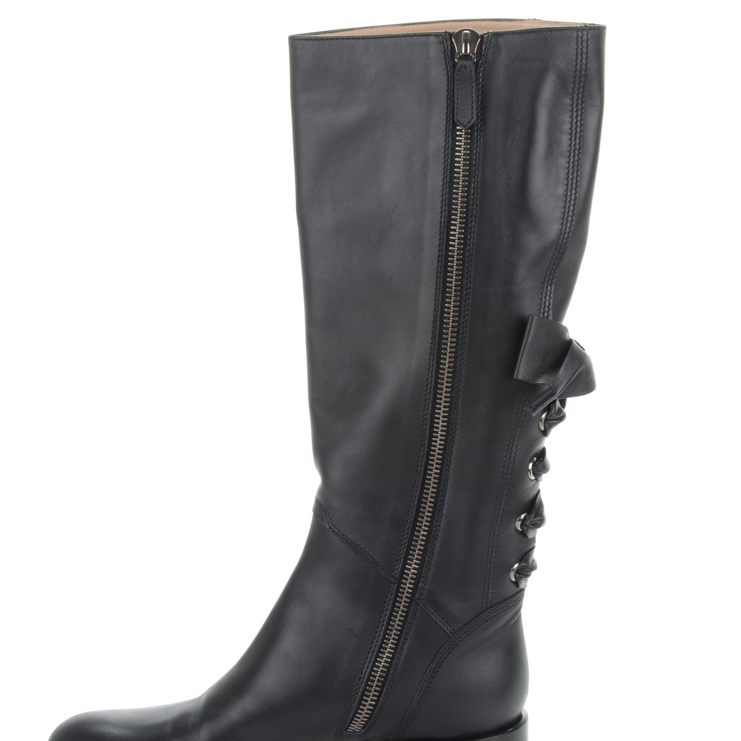 Valentino Garavani Soft Nappa Ascot Ribbon Lace-Up Riding Boots 40 Black 8 of 8
