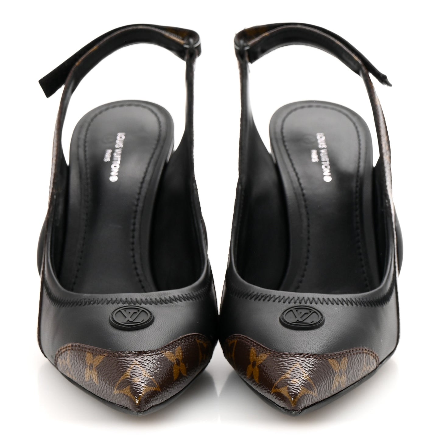 Patent Monogram Lambskin Archlight Slingback 90mm Pumps 38.5 Black