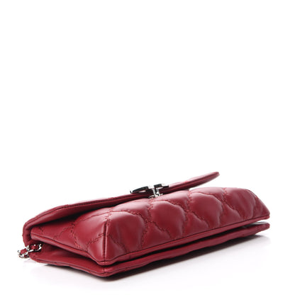 Chanel Calfskin Quilted Double Stitch Hamptons Clutch with Chain Red 4 of 10