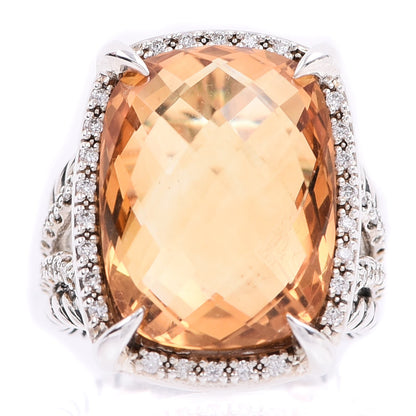David Yurman Sterling Silver Diamond Citrine 20mm Chatelaine Ring 54.5 7 1 of 6