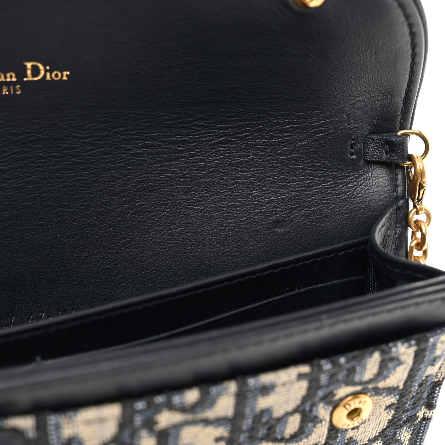 Christian Dior Oblique Saddle Chain Long Wallet Blue 12 of 13