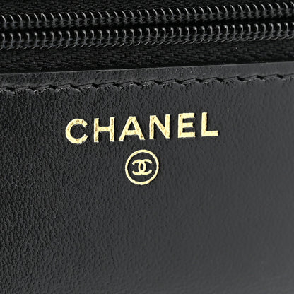 Chanel Shiny Lambskin Quilted Golden Links Wallet On Chain WOC Black 5 of 10