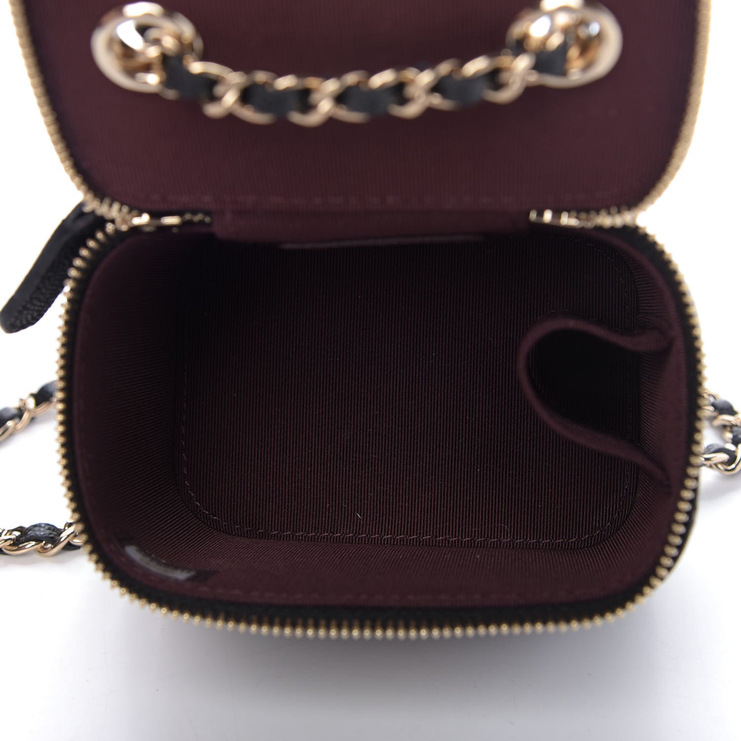 Caviar Quilted Mini Vanity Case With Chain Black