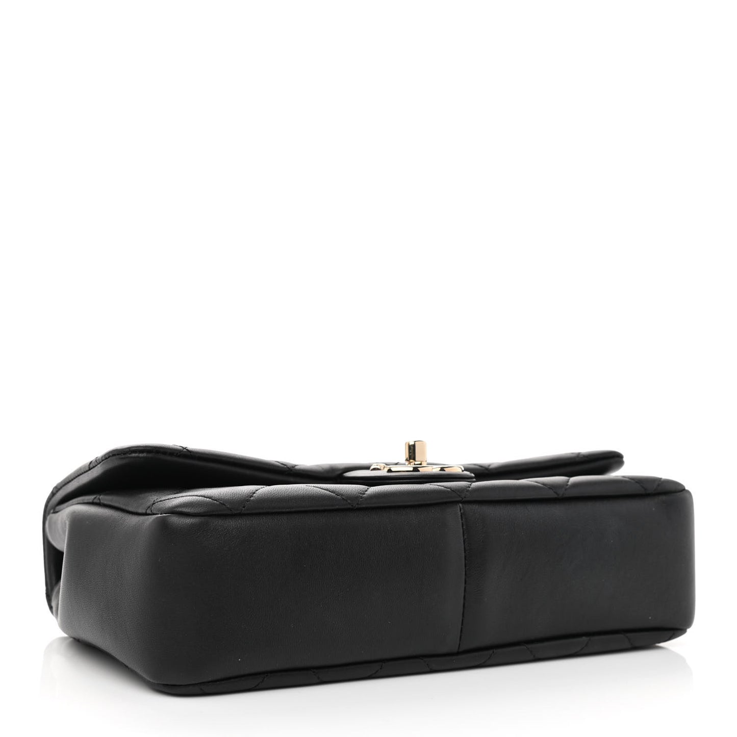 Lambskin Quilted Resin Bi-Color Chain Flap Bag Black