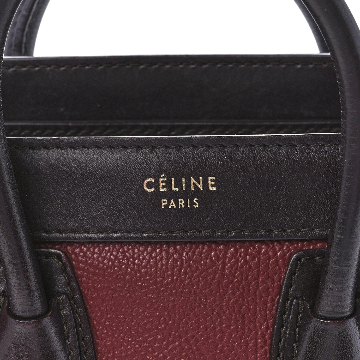Celine Calfskin Suede Nano Tri-Color Luggage Burgundy 7 of 11