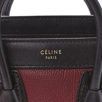 Celine Calfskin Suede Nano Tri-Color Luggage Burgundy 7 of 11