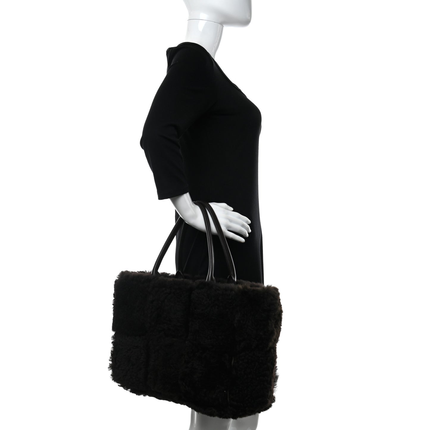 Shearling Intrecciato Arco Tote Fondant