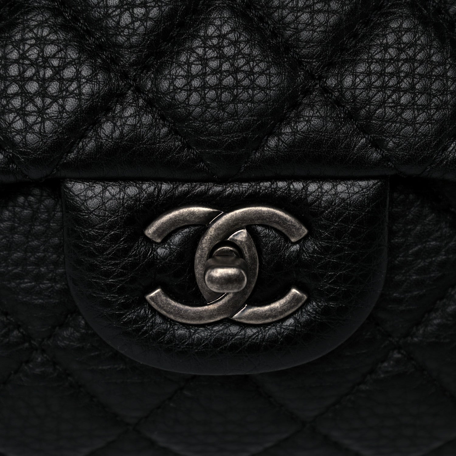 Chanel Grained Calfskin Quilted Small XXL Travel Flap Bag Black 14 of 14