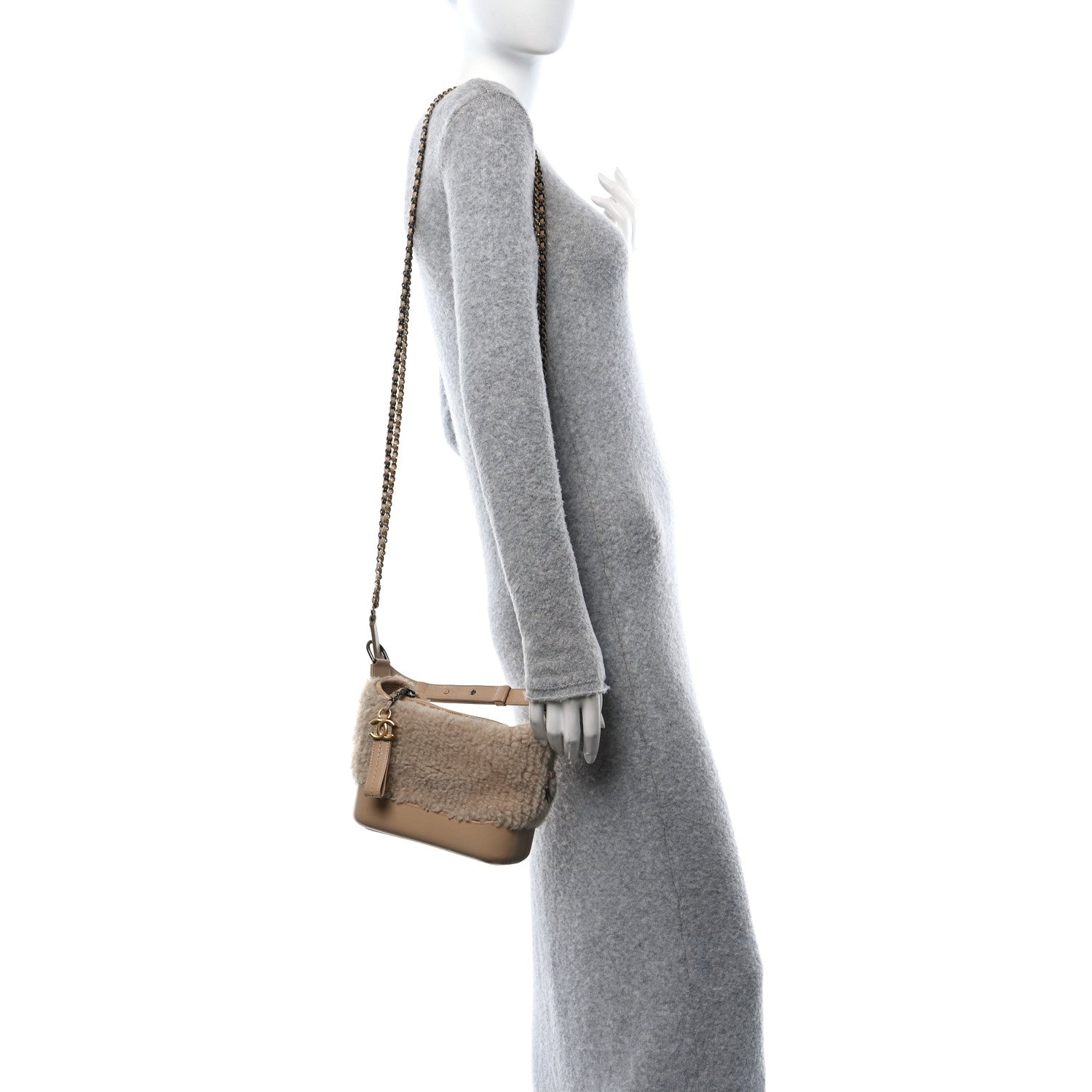 Chanel Shearling Small Gabrielle Hobo Dark Beige 3 of 10