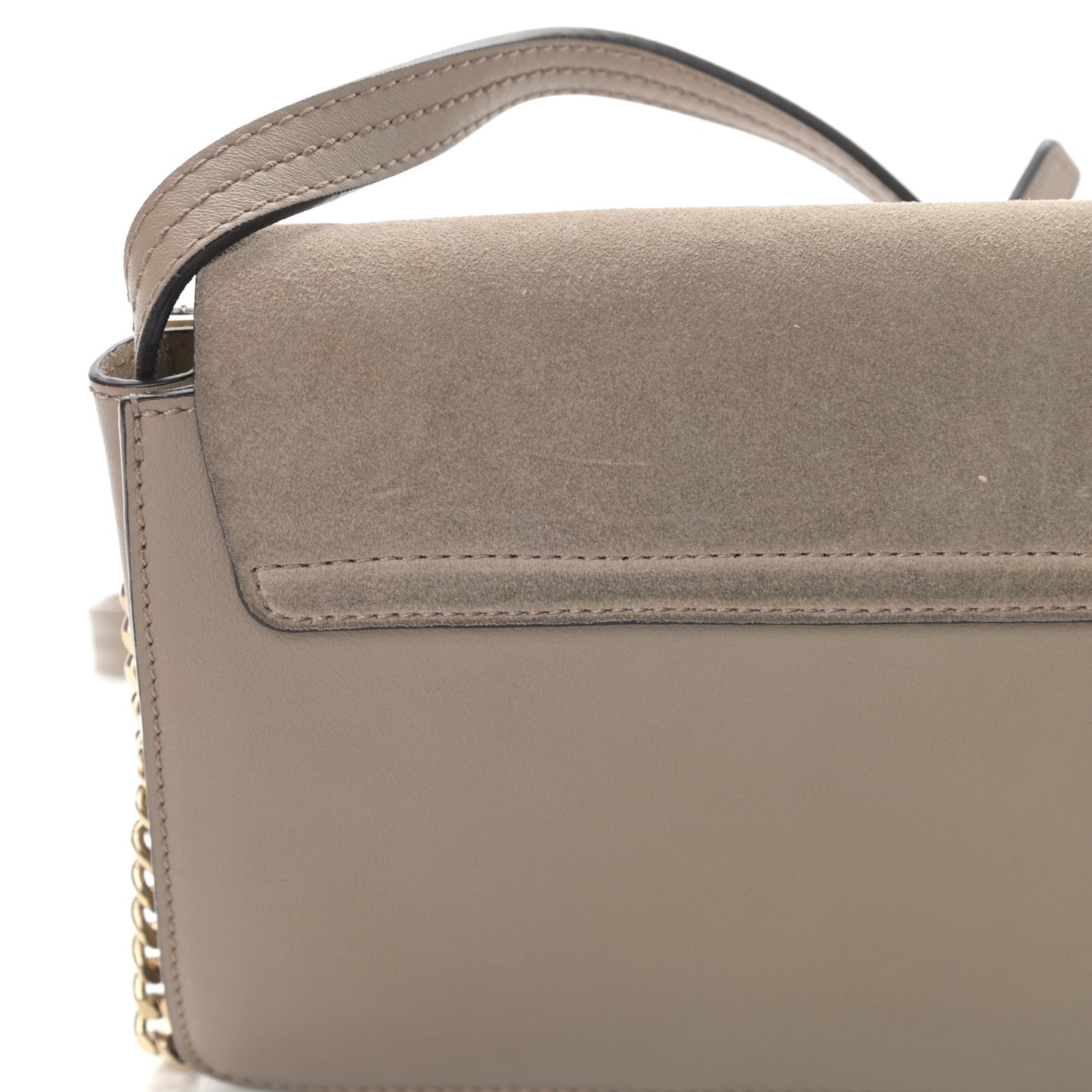 Suede Calfskin Small Faye Shoulder Bag Motty Grey
