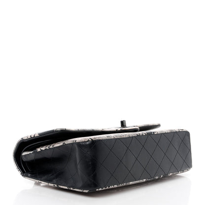 Chanel Metallic Lambskin Painted Feministe Newsprint Medium Double Flap So Black 4 of 15