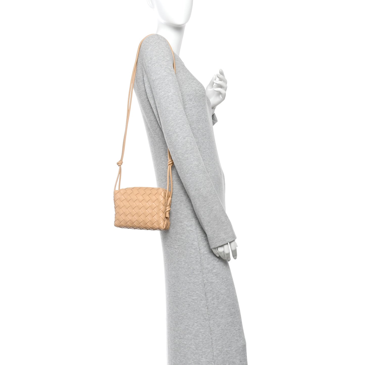 Nappa Intrecciato Mini Loop Camera Bag Almond