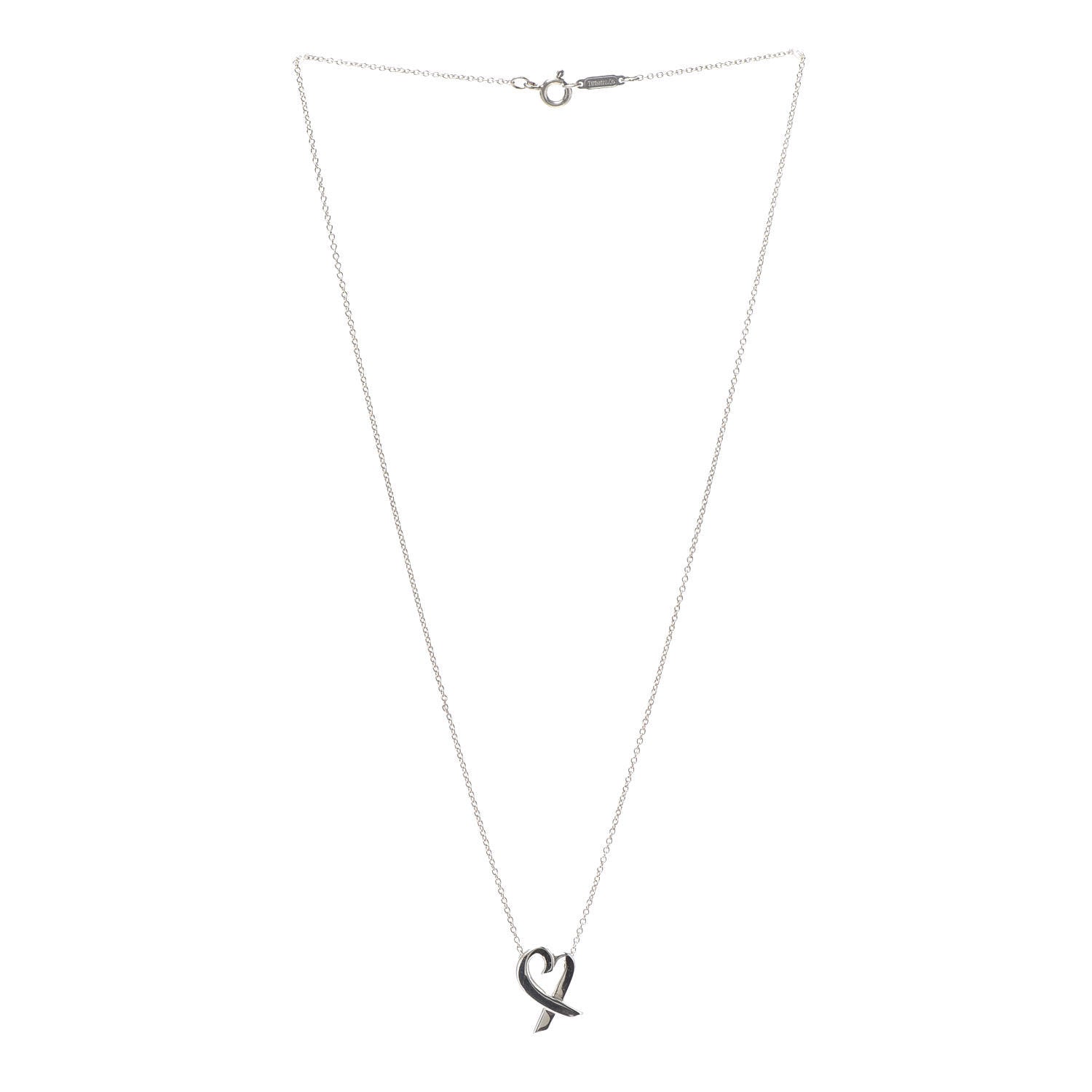 Tiffany Sterling Silver Small Paloma Picasso Loving Heart Pendant Necklace 3 of 5