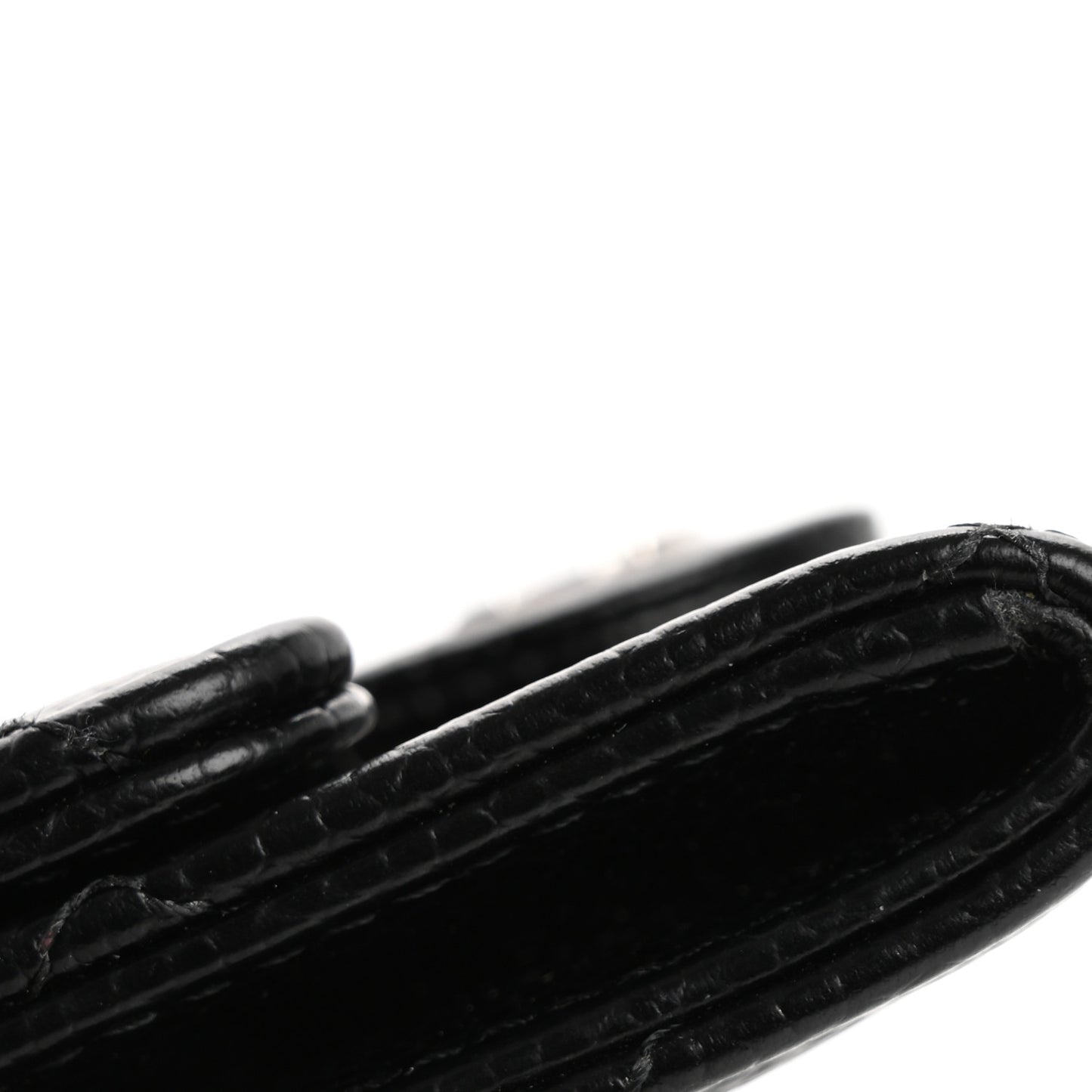 Caviar Quilted Flap Card Holder Wallet Black