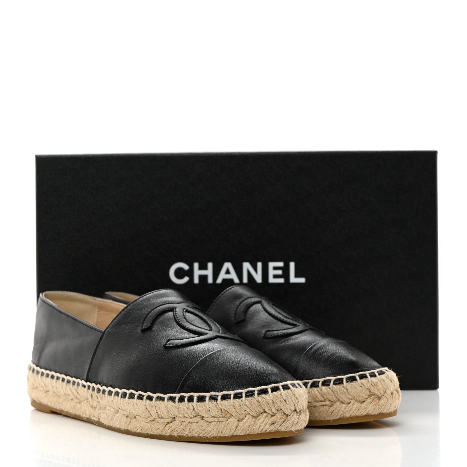 Chanel Lambskin CC Espadrilles 37 Black 9 of 9