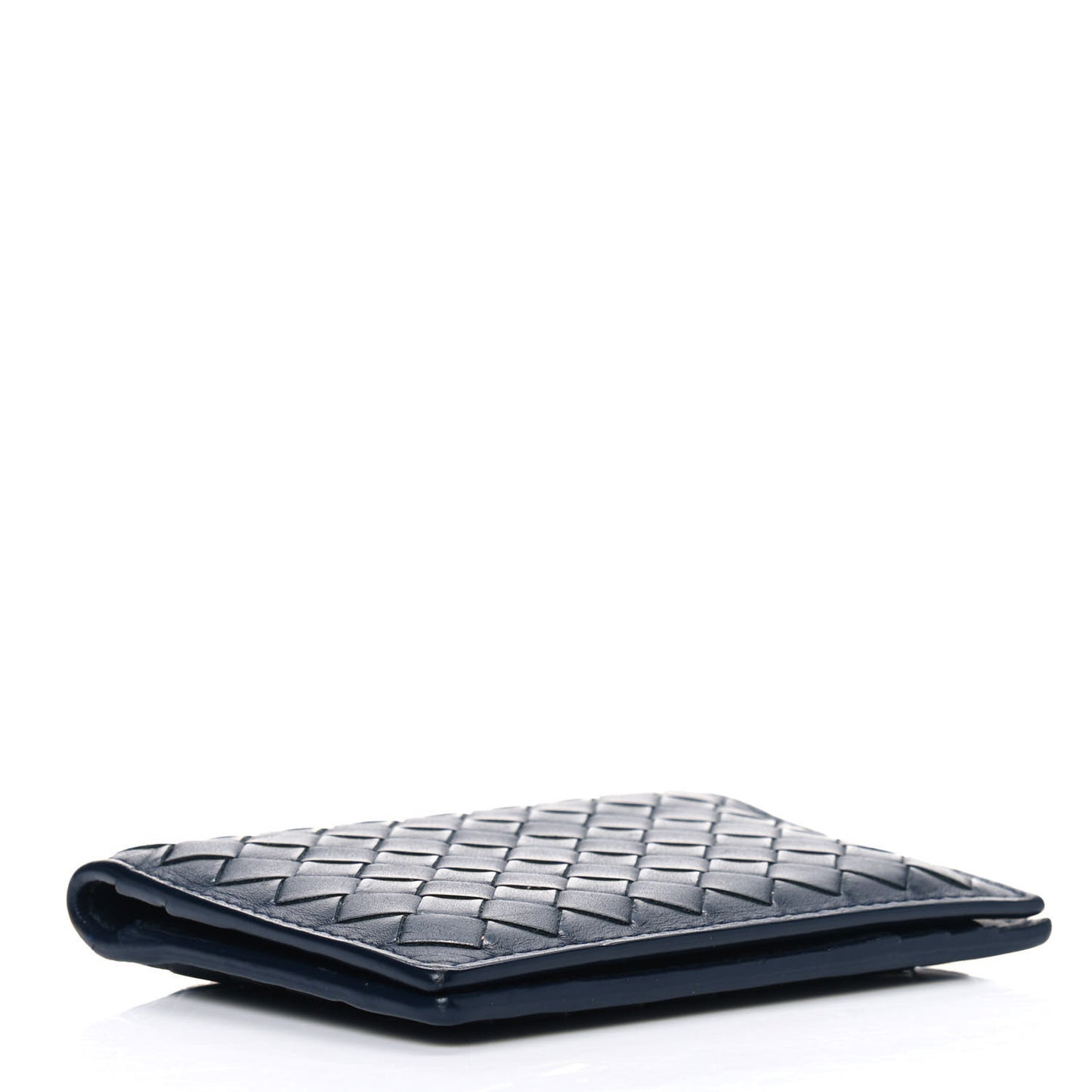 Nappa Intrecciato Bi-Fold Card Holder Dark Blue