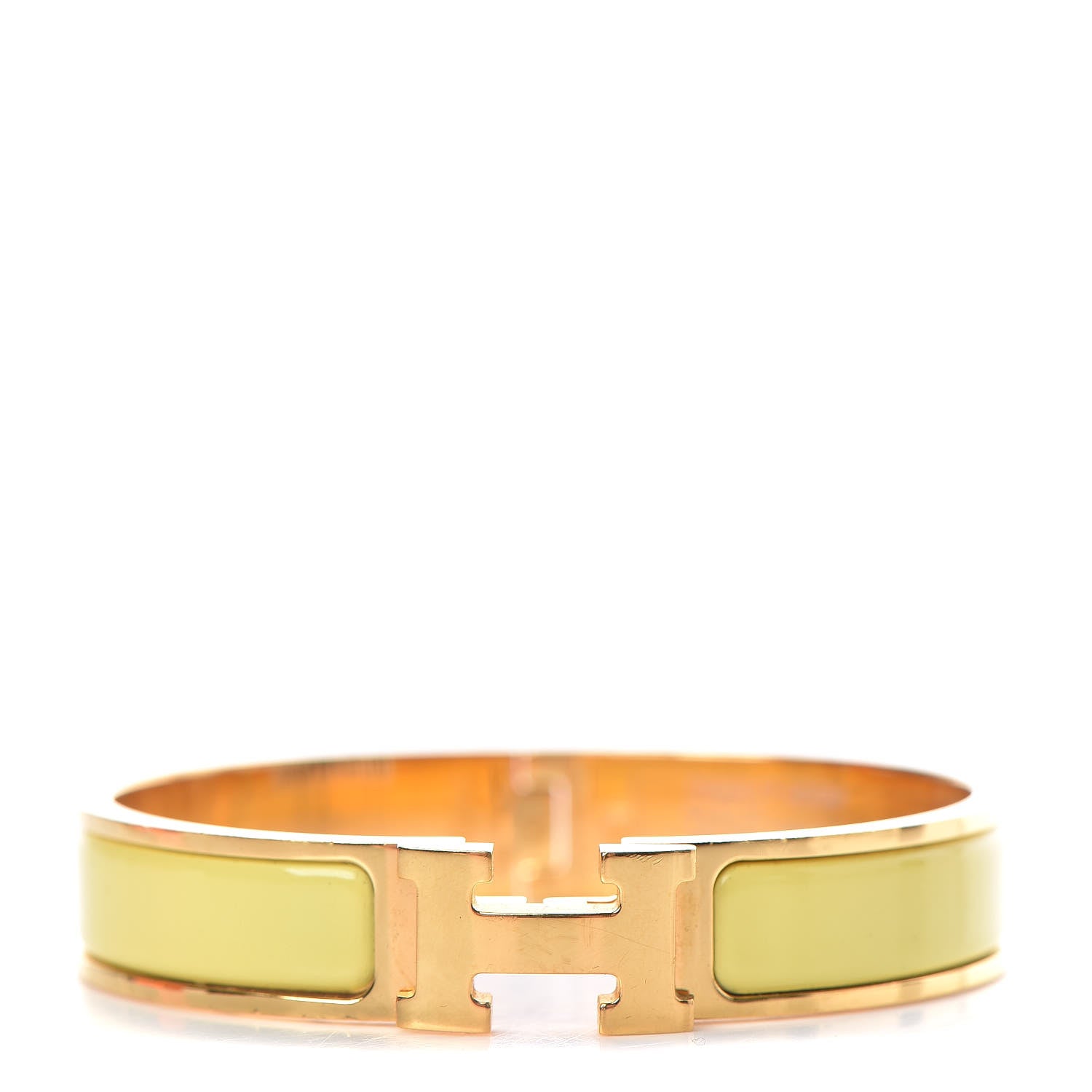 Hermes Enamel Narrow Clic Clac H Bracelet GM Jaune Citron 1 of 6