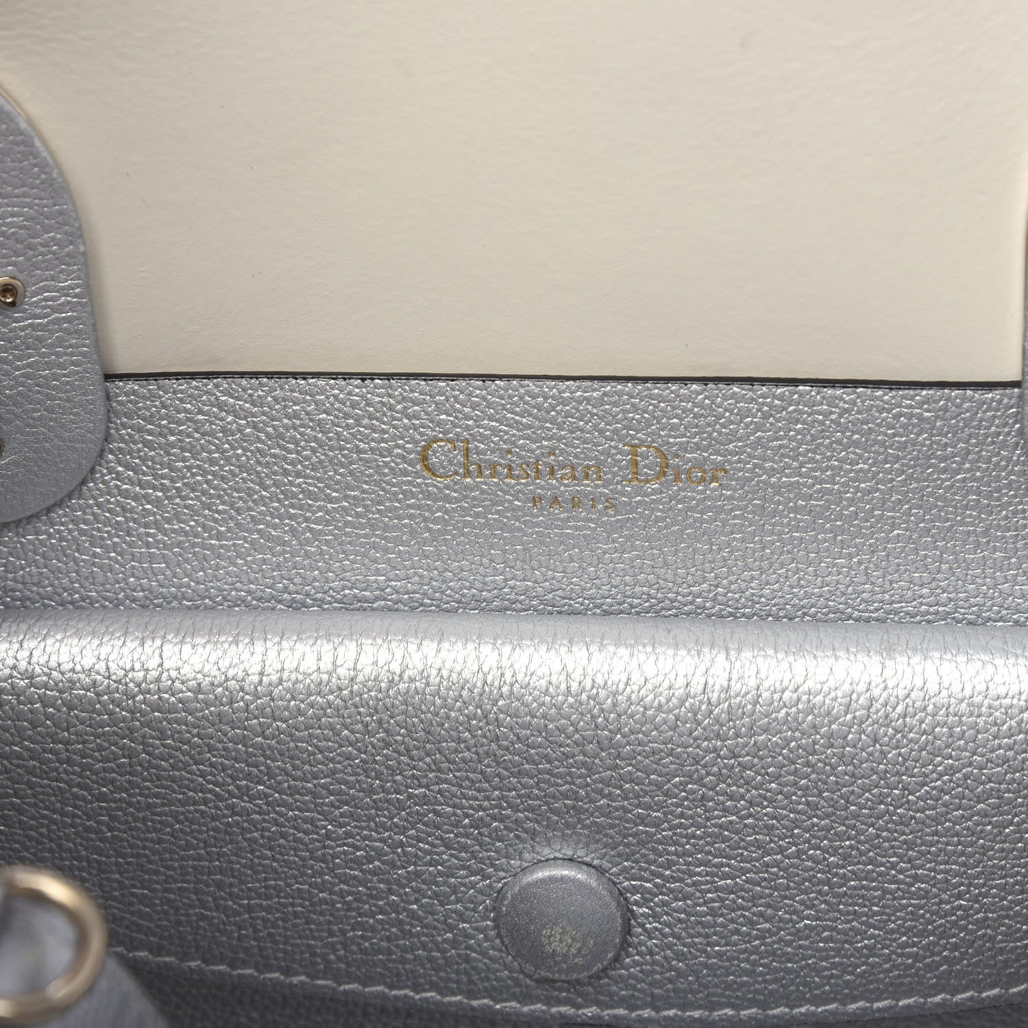 Christian Dior Metallic Supple Grained Calfskin Medium Open Bar Tote Silver 9 of 11