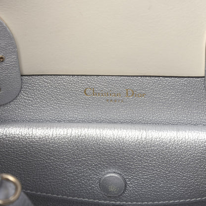 Christian Dior Metallic Supple Grained Calfskin Medium Open Bar Tote Silver 9 of 11