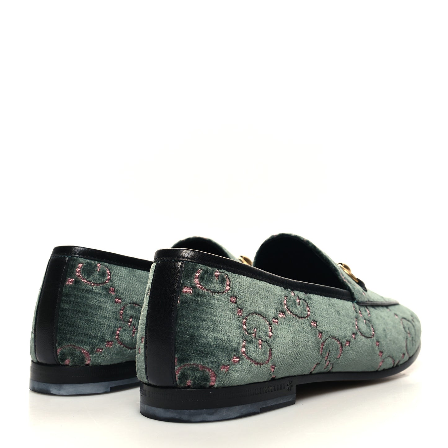 Velvet Malaga Kid GG Monogram Horsebit Womens Jordaan Loafers 37 Avio Dusty Pink Black