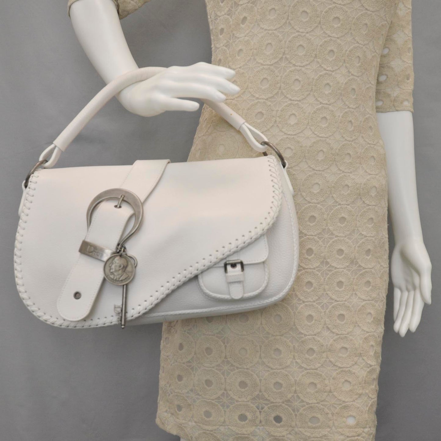 Leather Whipstitch Gaucho White