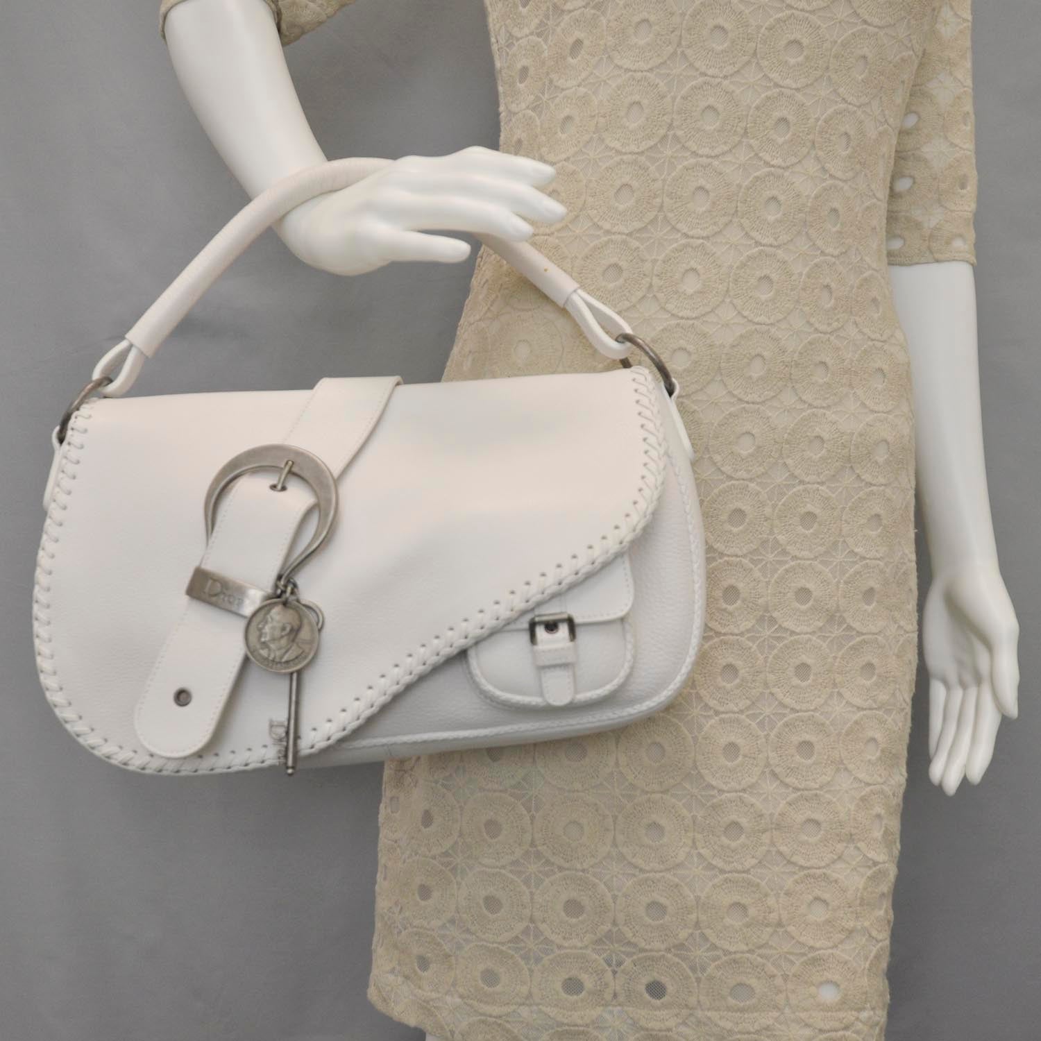 Christian Dior Leather Whipstitch Gaucho White 2 of 9