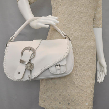 Christian Dior Leather Whipstitch Gaucho White 2 of 9