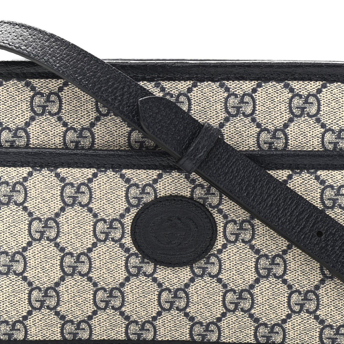 GG Supreme Monogram Textured Dollar Calfskin Mini Retro Interlocking G Shoulder Bag Beige Blue