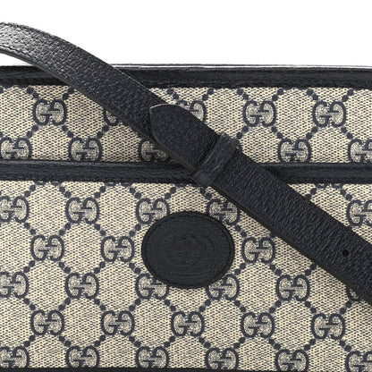 Gucci GG Supreme Monogram Textured Dollar Calfskin Mini Retro Interlocking G Shoulder Bag Beige Blue 6 of 8