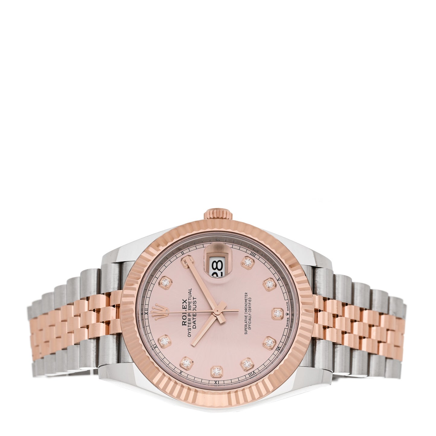 Stainless Steel 18K Everose Gold Diamond 41mm Oyster Perpetual Datejust Watch Sundust 126331