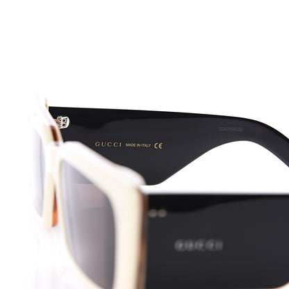 Gucci Acetate Rectangular Flap GG0543S Sunglasses White Black 6 of 8