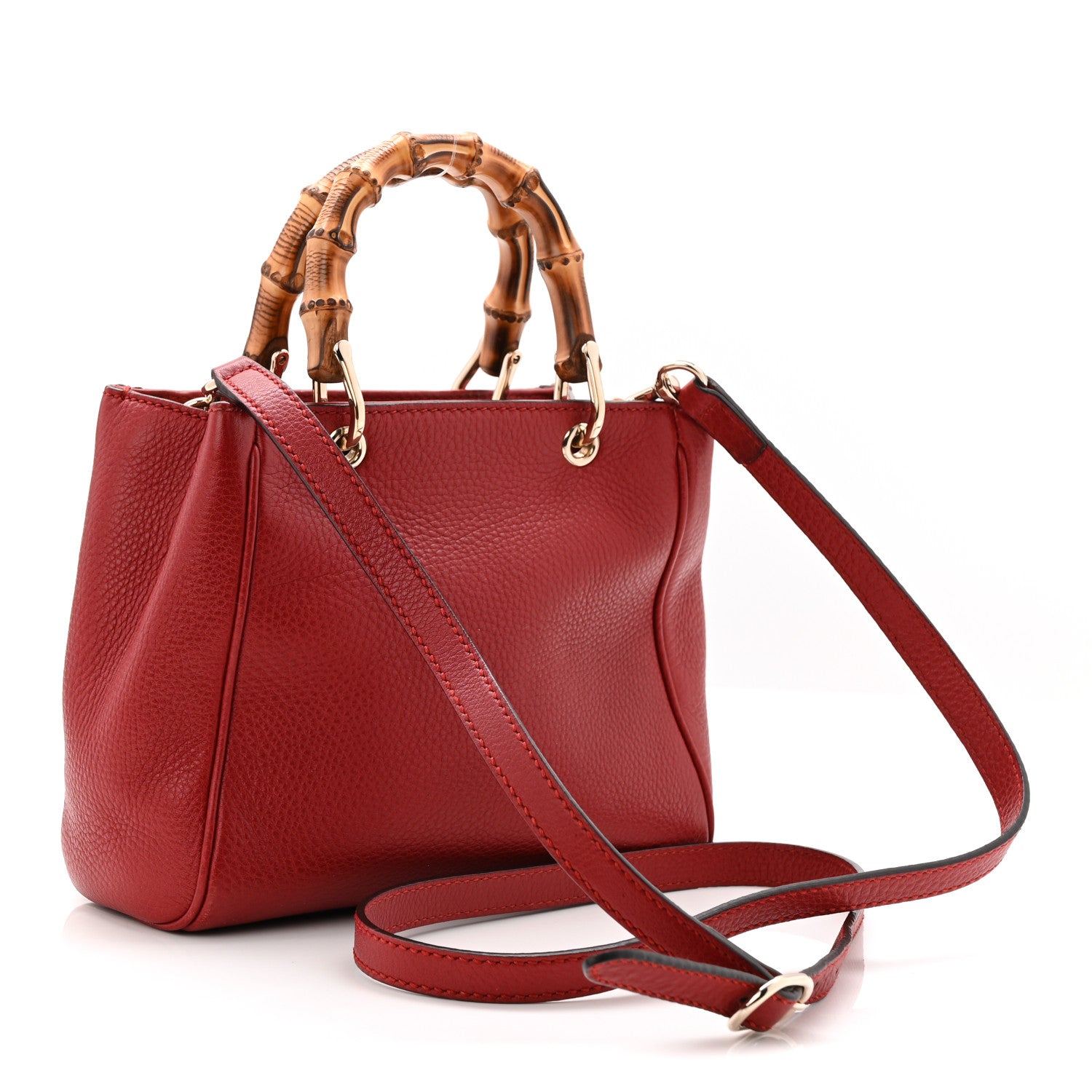 Gucci Calfskin Mini Bamboo Shopper Tote Red 5 of 19