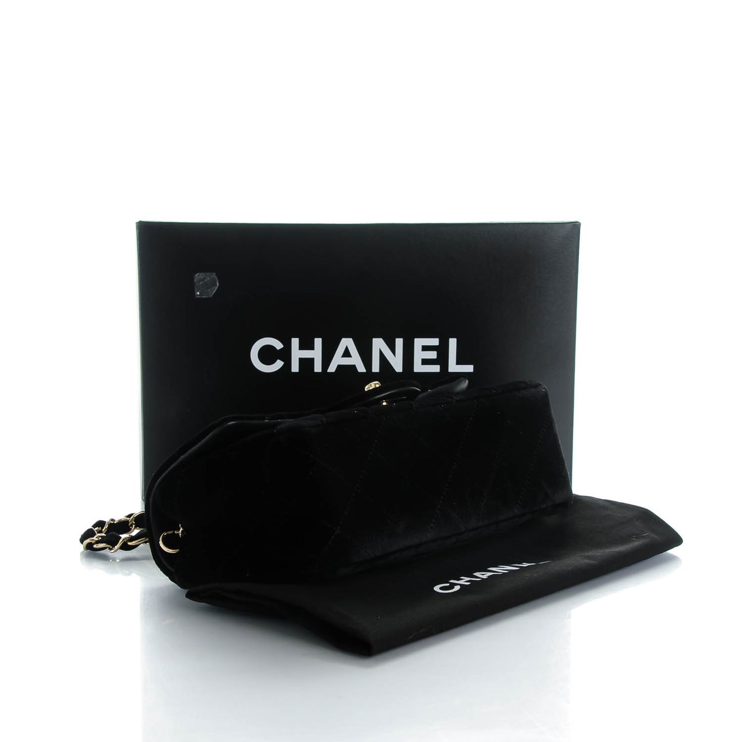 Velvet Quilted Mini Rectangular Flap Black