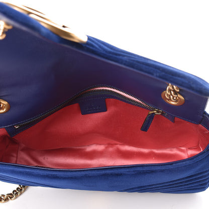 Gucci Velvet Matelasse Medium GG Marmont Shoulder Bag Cobalt Blue 5 of 15