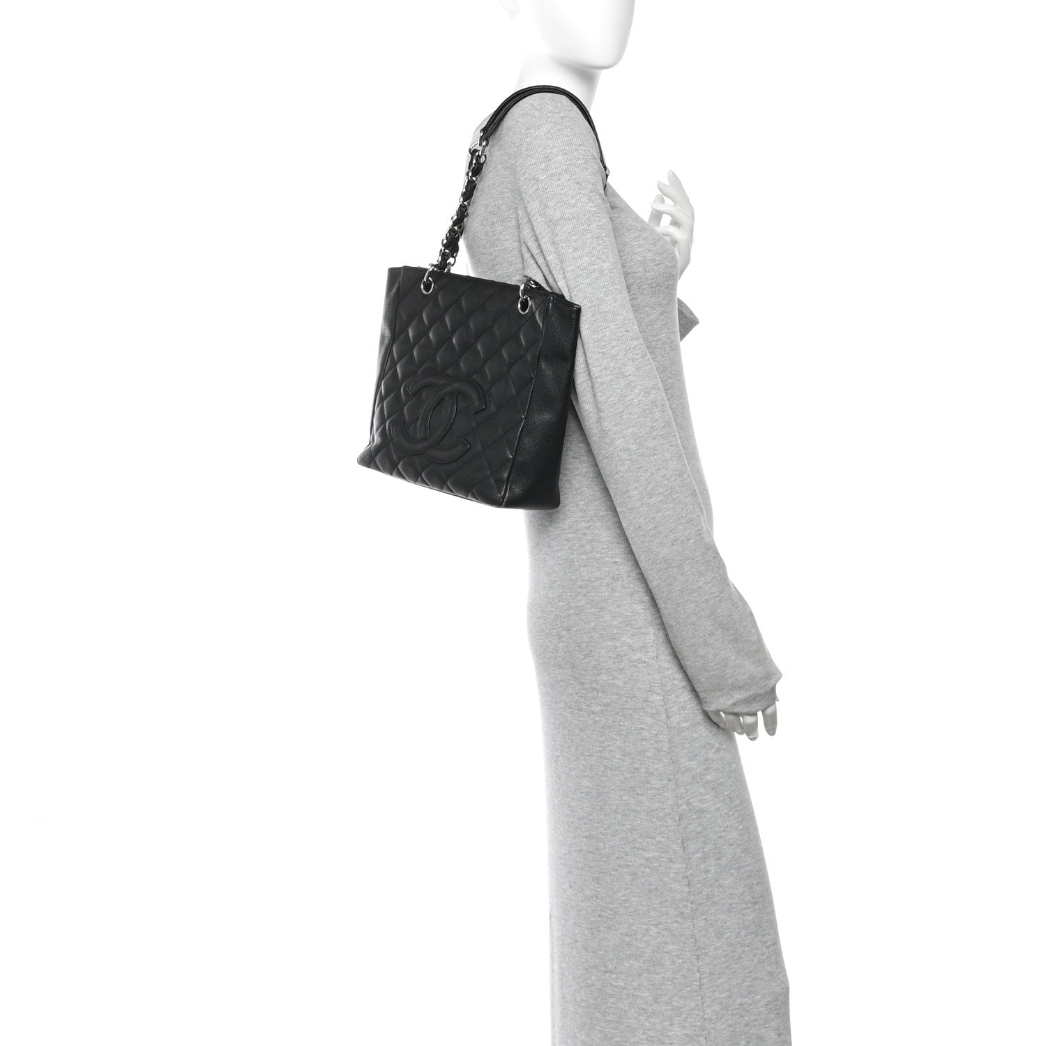 Chanel Caviar Quilted Petit Shopping Tote PST Black 2 of 12