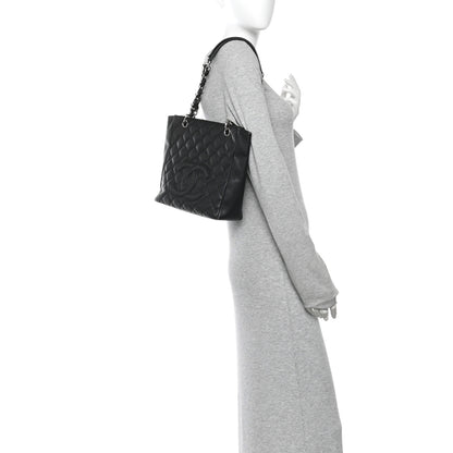 Chanel Caviar Quilted Petit Shopping Tote PST Black 2 of 12
