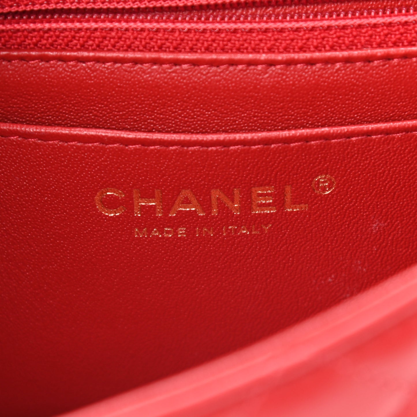 Lambskin Quilted Mini Rectangular Flap Red