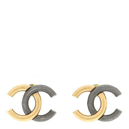 Chanel Metal CC Earrings Gold Ruthenium 1 of 5