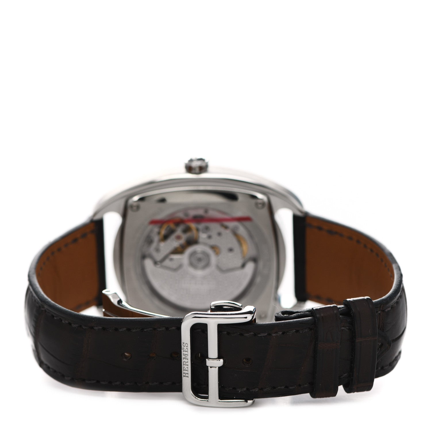 Hermes Stainless Steel Alligator 40.5mm Dressage Quantieme Automatic Watch Noir 3 of 5