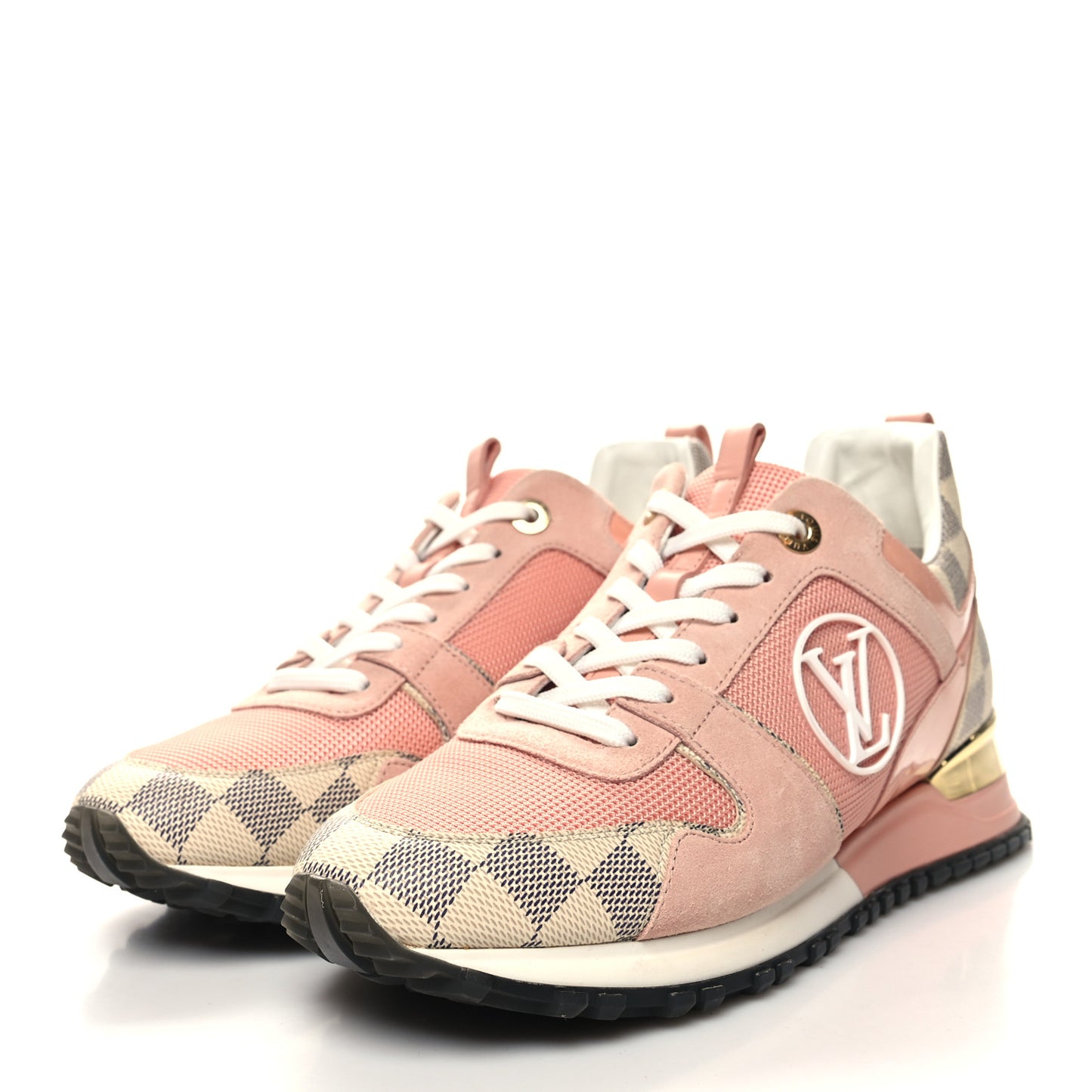Suede Damier Azur Run Away Sneakers 40 Pink