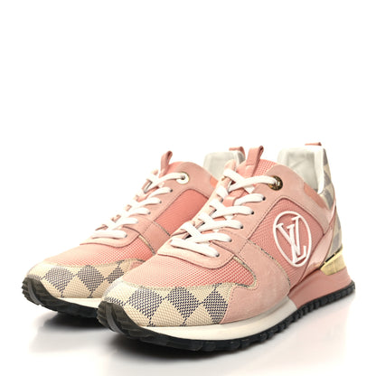 Louis Vuitton Suede Damier Azur Run Away Sneakers 40 Pink 3 of 7