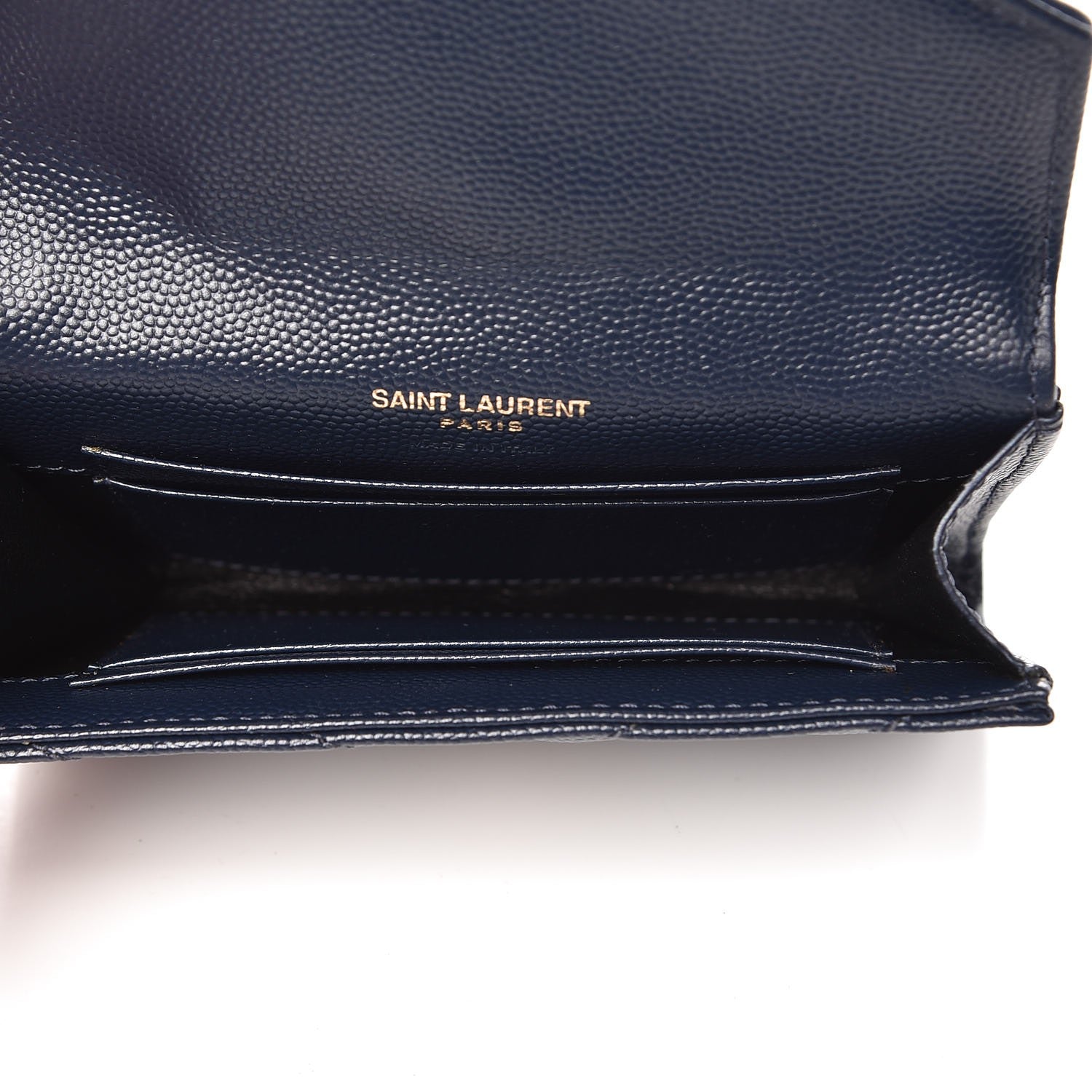Saint Laurent Grain De Poudre Matelasse Chevron Small Monogram Envelope Wallet Navy 5 of 7