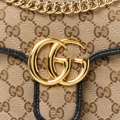 Gucci Monogram Matelasse Diagonal Small GG Marmont Shoulder Bag Beige Black 9 of 11