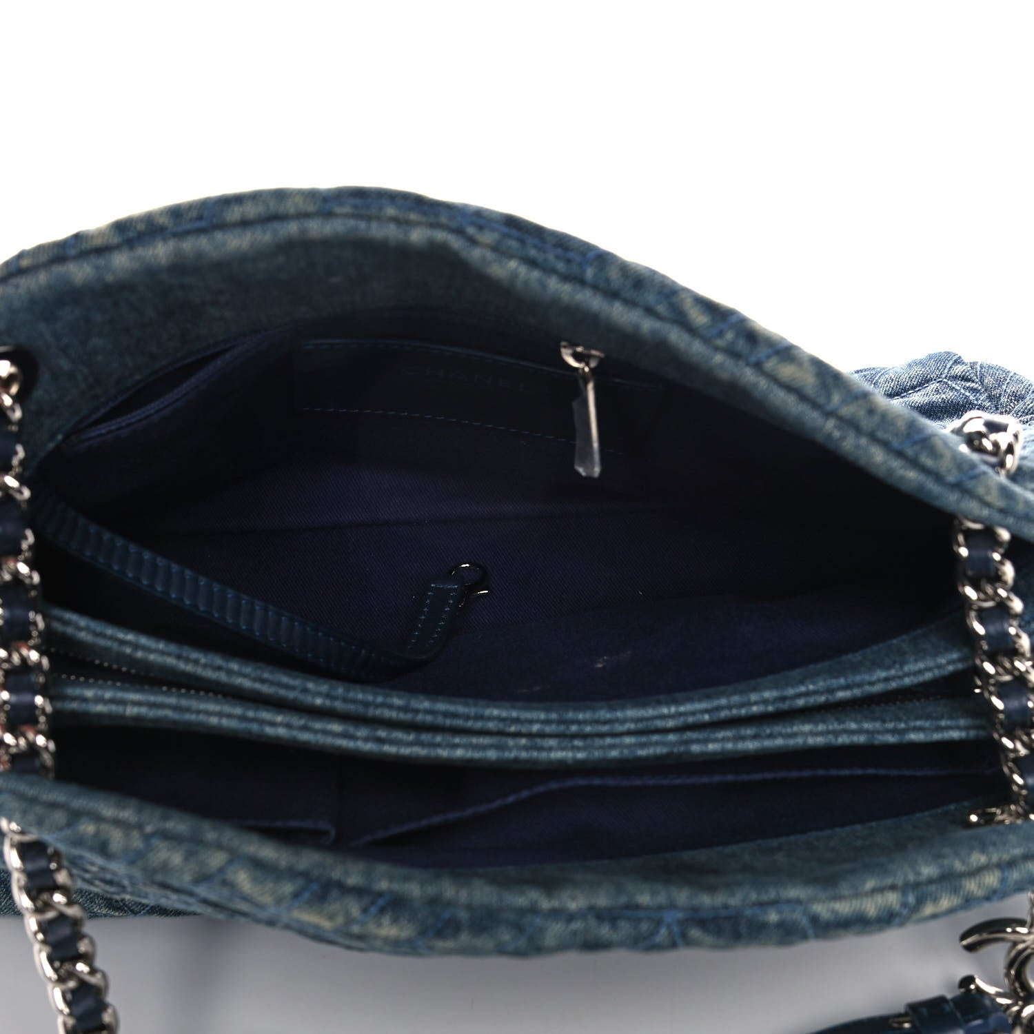 Chanel Denim Camellia Embroidered Large Just Mademoiselle Blue 4 of 11