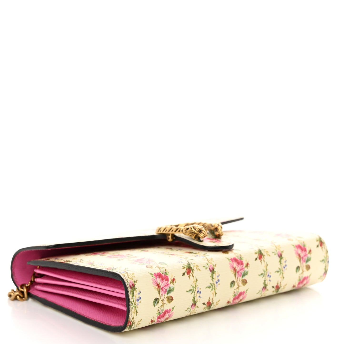 Calfskin Floral Print Mini Dionysus Chain Wallet Ivory Pink