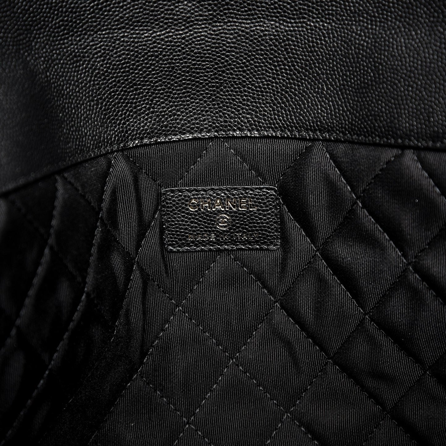 Caviar Quilted Large Golden Class Pouch Black