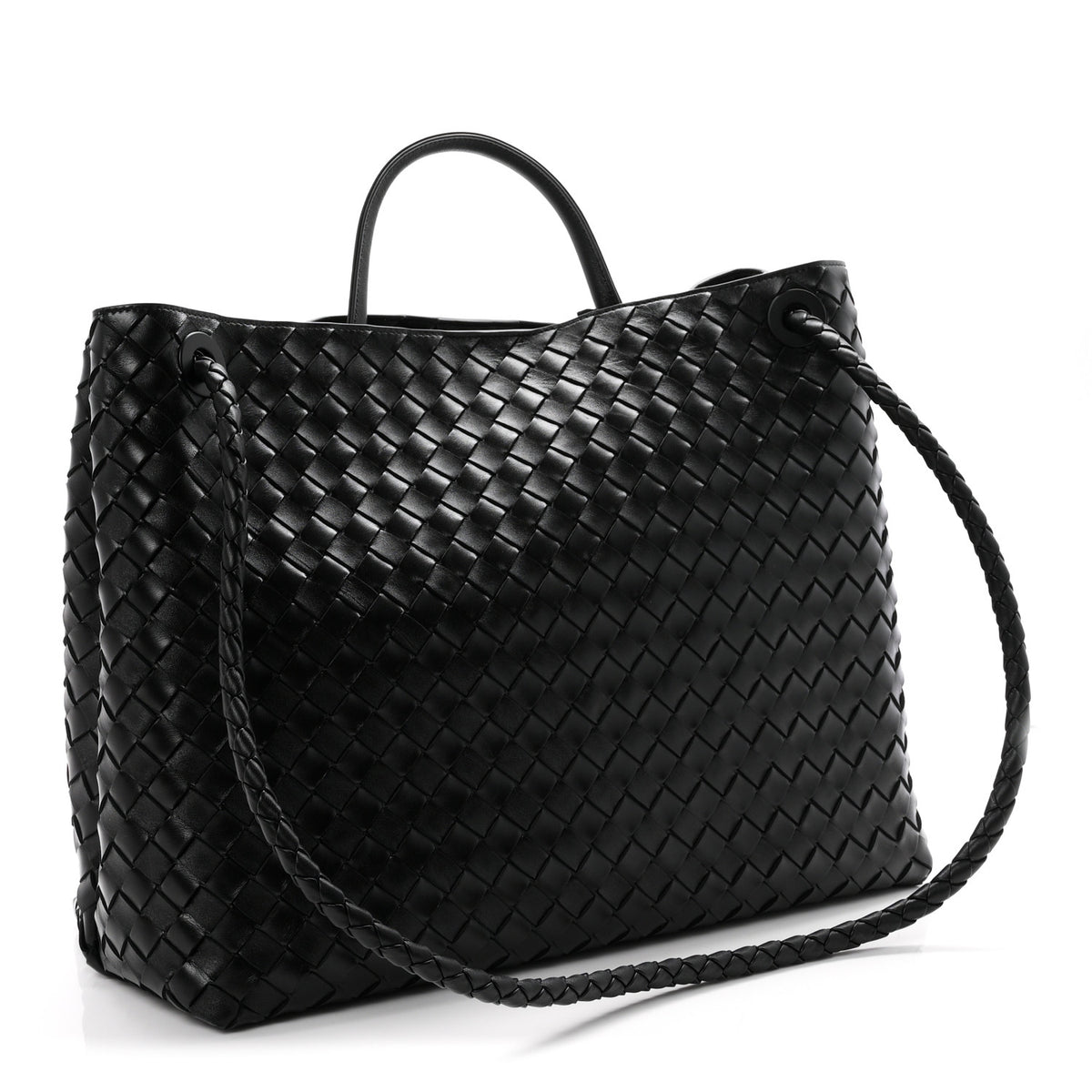 Nappa Intrecciato Large Andiamo Shoulder Bag Black